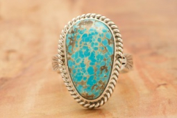 Genuine Kingman Turquoise Sterling Silver Native American Ring